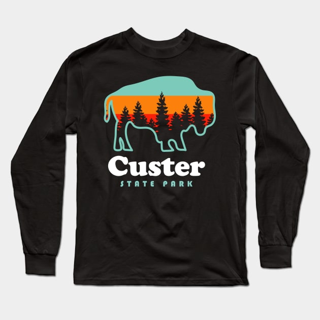 Custer State Park Bison South Dakota Camping Long Sleeve T-Shirt by PodDesignShop